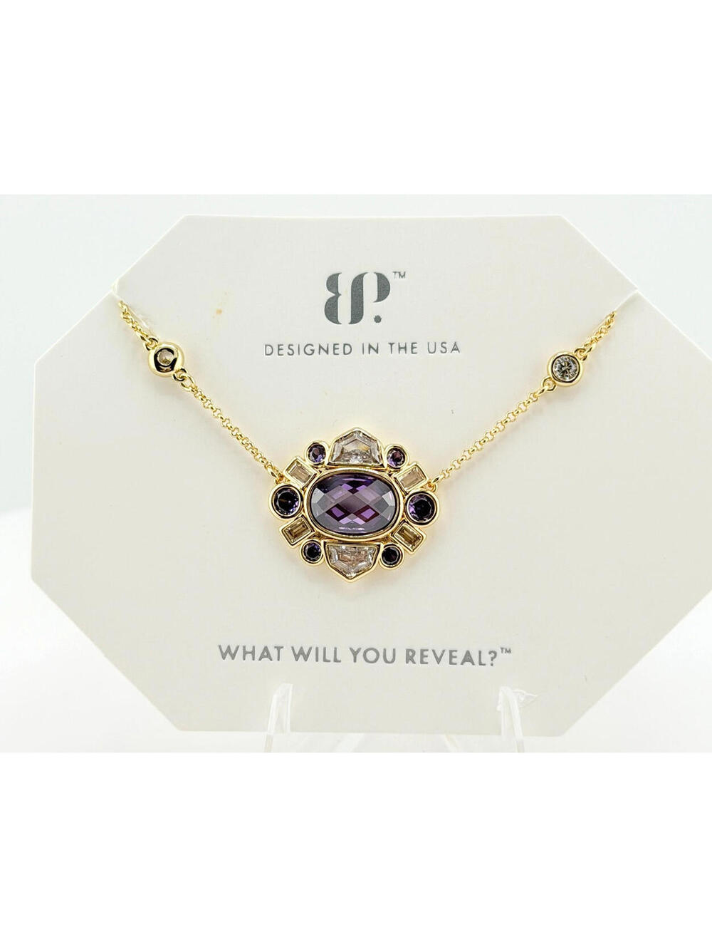 Bomb Party February Necklace "Ethereal Edge" Amethyst on Yellow Gold